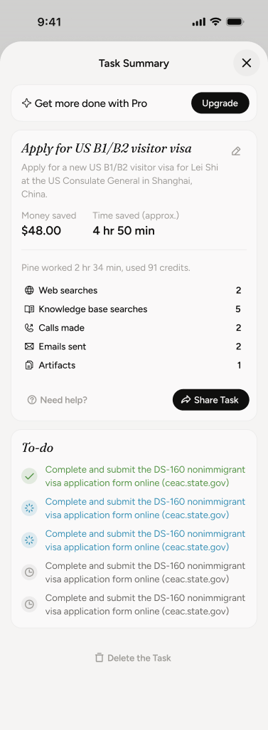 Task summary